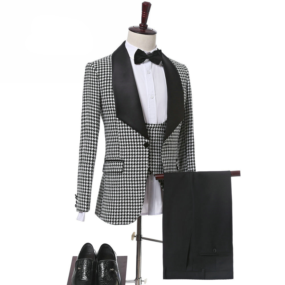 

Handsome Groomsmen Wool blend Groom Tuxedos Mens Wedding Dress Man Jacket Blazer Prom Dinner 3 Piece Suit(Jacket+Pants+Tie+Vest) AA168, Same as image