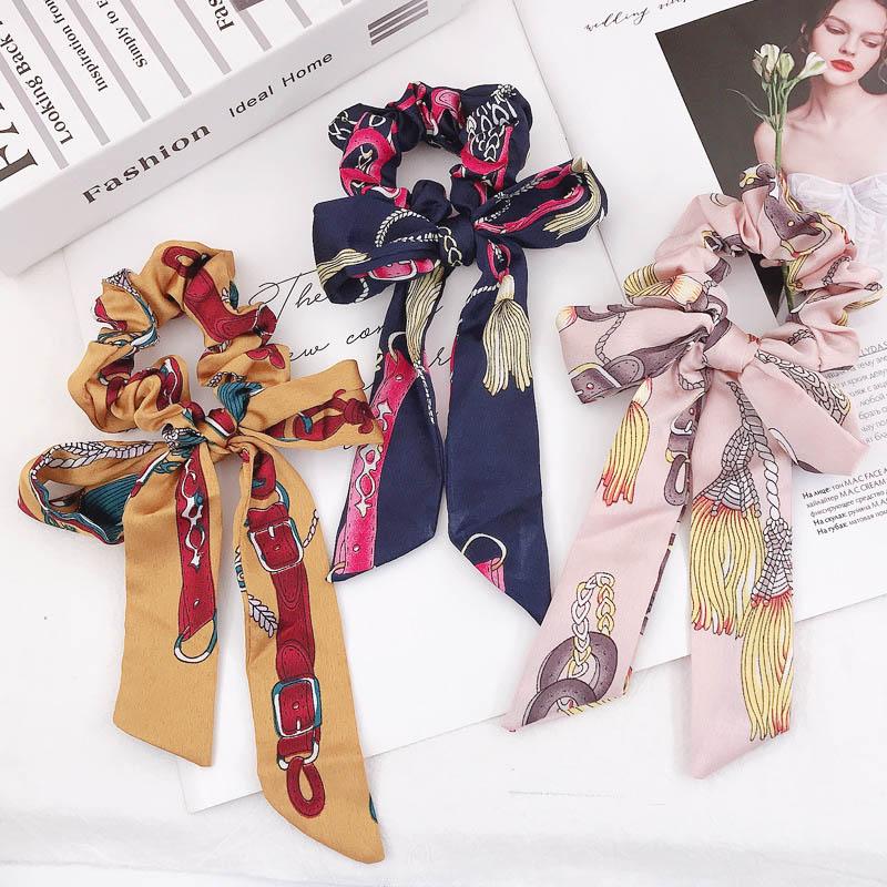 

Ins new chiffon women scrunchies floral hair bows girls hair ties designer hair accessories for women princess kids hairbands, Multi-color