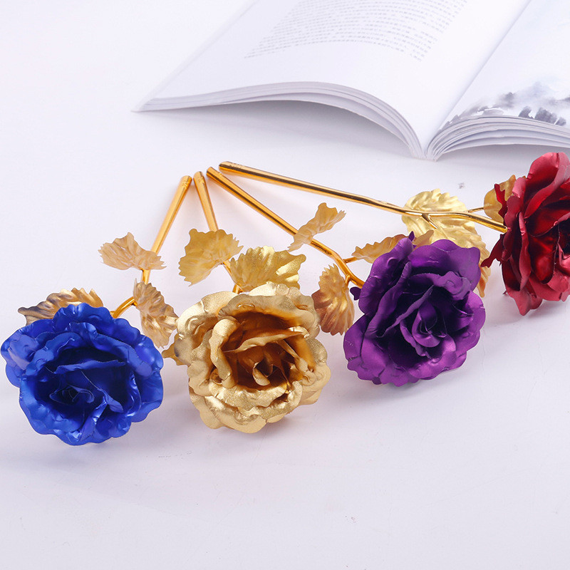 

Gold Foil Rose Flower Artificial Rose Flower Golden Rose Handmade Dipped Long Stem Lovers Wedding Gift Valentine Romantic Flowers For Lovers, Rose red