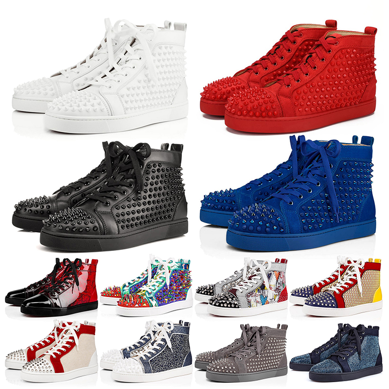 Avec la boîte sac à poussière vente chaud rouge Spike Bas Marque Femmes Chaussures Hommes Casual Triple Blanc Rouge Noir Bleu Plate-forme Designe