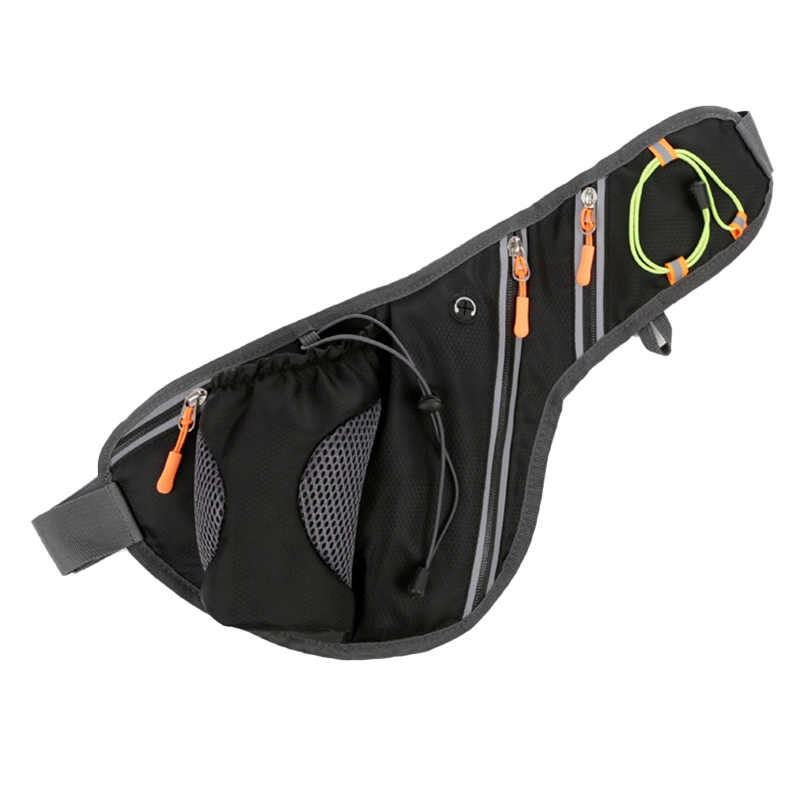 

Hiking Running Fanny Pack with Water Bottle Holders - Waterproof Running Waist Bag for Men Women Walking, Black color
