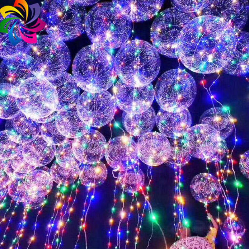 

LED Luminous Bobo Balloon 20 inch with stick 3 meters led line string light up transparent balloons christmas wedding party home decoration