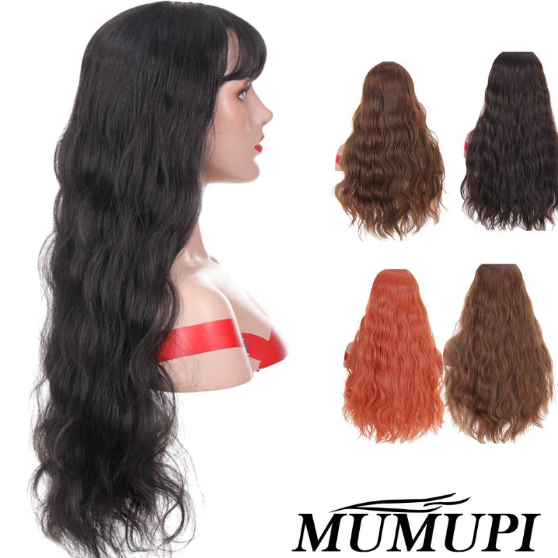 

MUMUPI Orange Color brown black Long Water Wave curly Hairstyle Wigs for Women blond girl cosplay fake hair cheap wigs under 20