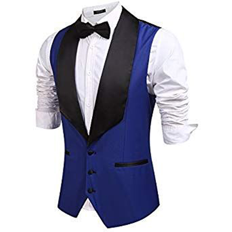 

Custom Made Royal Blue Groom Vests for Wedding Black Shawl Lapel Slim Fit Mens Vest Farm Formal Prom Dress Waistcoat, Same as image