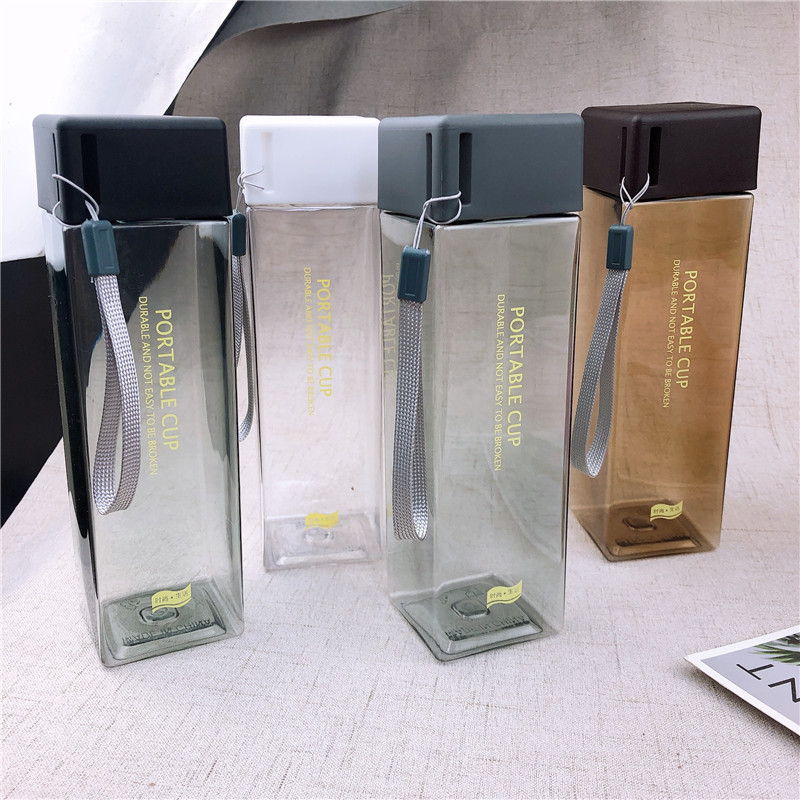 

Creative 500ML Plastic Water Bottles Drinkware portable square Tour Outdoor Sport School Leak Proof Seal Climbing BPA Free