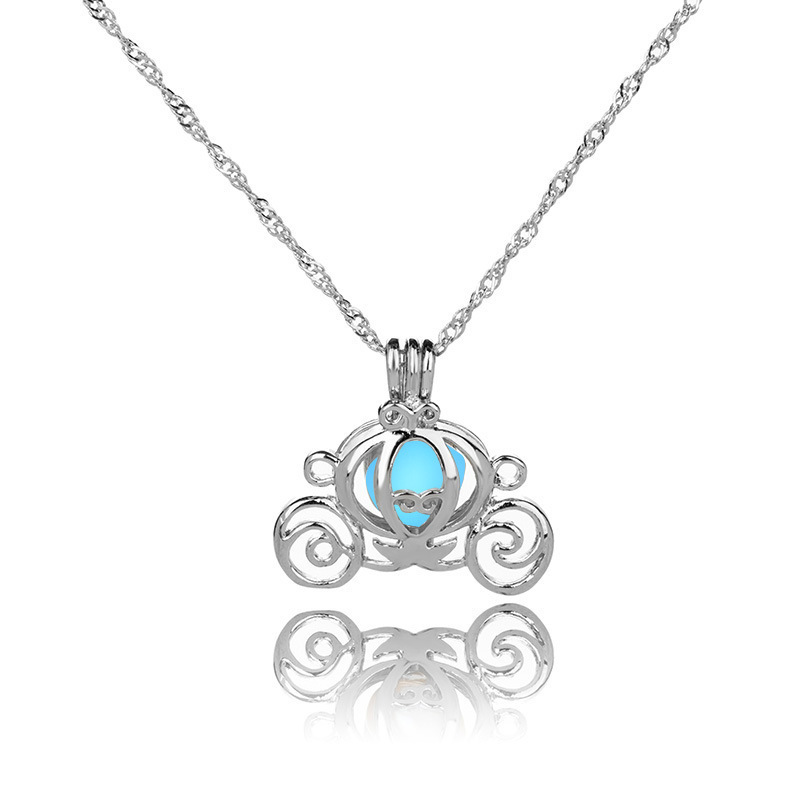 

Noctilucent Pearl Necklace Multicolor Hollow Out Pumpkin Car Pendant Halloween