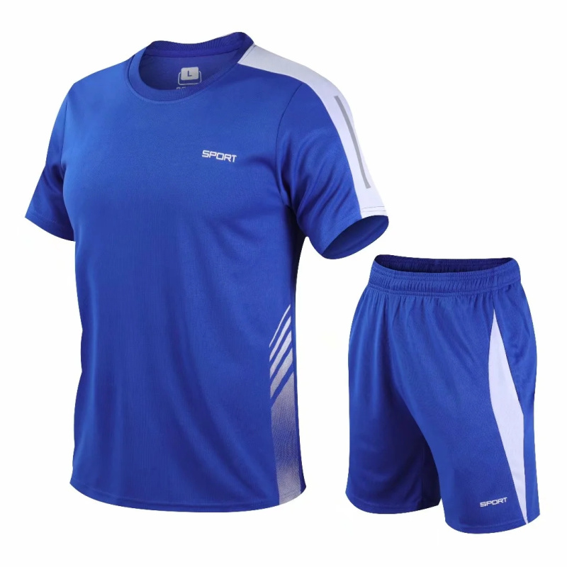 

Gym clothing Men Women and Kids shirts+Shorts two-piece set Competition Running Sets Track and field sportswear Marathon Clothes, 216 blue