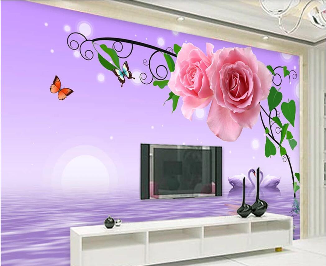

3d wallpaper custom photo murals Water rose TV background wall decorative painting decor wall art pictures, Non-woven fabric