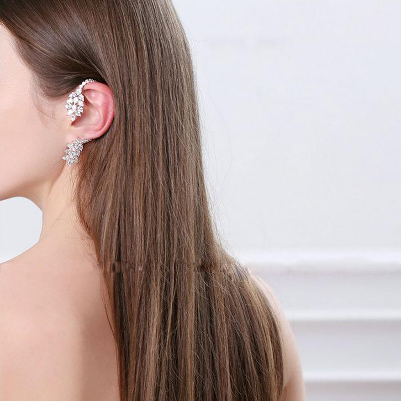 

Luxury Marquise Zirconia Ear Cuff Women Adjustable Crystal Clip Earrings for Party Ethnic Wedding Jewelry Gift AE619, Silver
