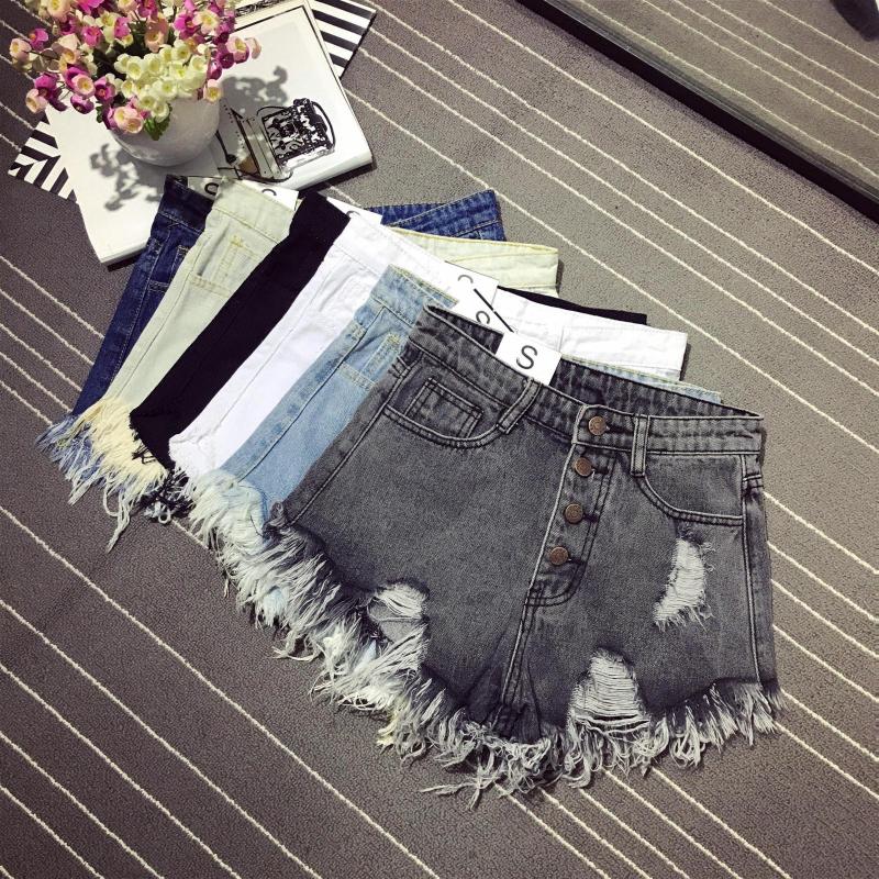 

Sexy Shorts Women High Waist Denim Shorts Jeans Hole Summer Lady Mini Skinny Fit Pantalones Cortos Mujer Short -6XLSize, Black
