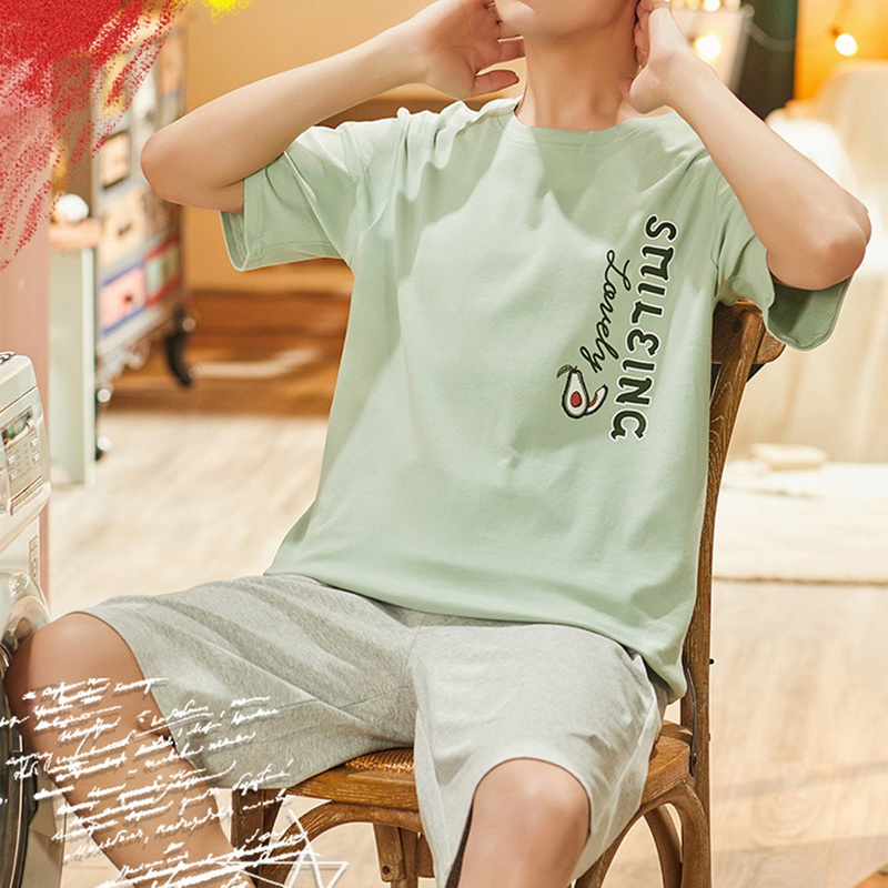 Men Summer Cotton Short-sleeved Shorts Pajamas Set Thin Section Home Suit Multi Styles Plus Size Mens Sleepwear Pajamas