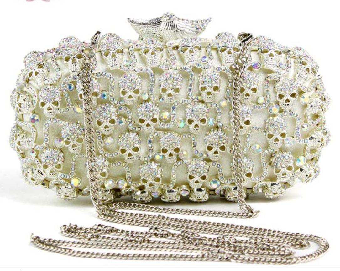 

Women's skull Clutch bag Multicolor Diamond Evening Bag Match Wedding Bridal Party small clutch Purse Handbags, Color same picture