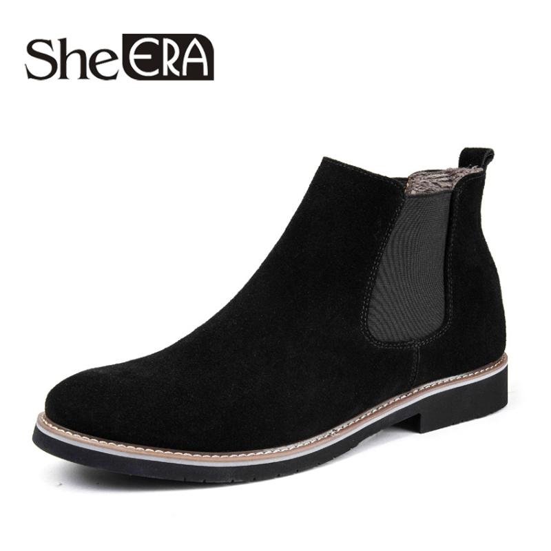 

2019 New Flat Boots Leather Men's Booties Trend British Sleeve Men's Boots Daily Casual High Help, Black