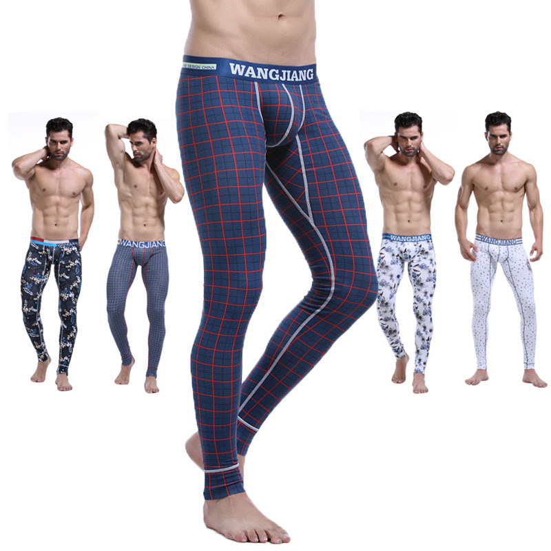 

WJ brand 2018 winter Men' sexy Long Johns Cotton Printed Thermal Underwear Men fashion Thermo Underwear Long Johns Underpants