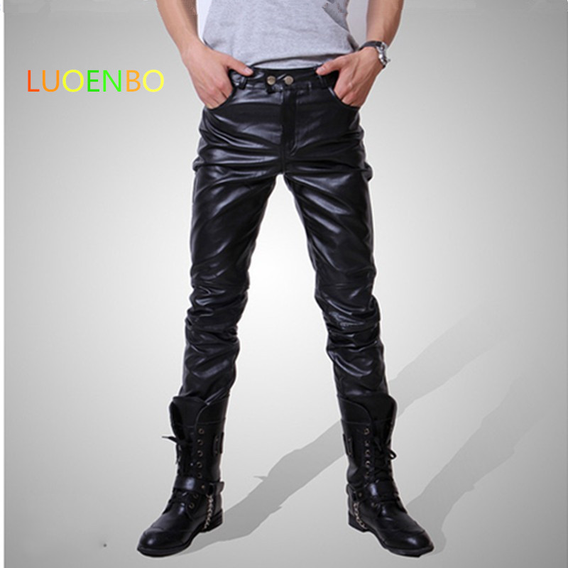 

2020 Men skinny faux leather leisure pants black gold silver pu Shiny pants singers club performance on stage Dancer jeans plus, Golden