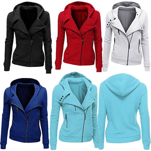 

Women' Thick Hooded Jacket Long Sleeve Hoodie Sweatshirt Zip Outerwear, Red