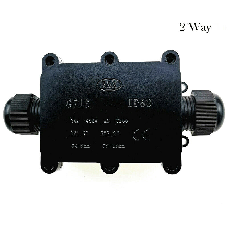 

2/3/4/5/6 Way Junction Box IP68 Waterproof Plastic Fire-retardant Black