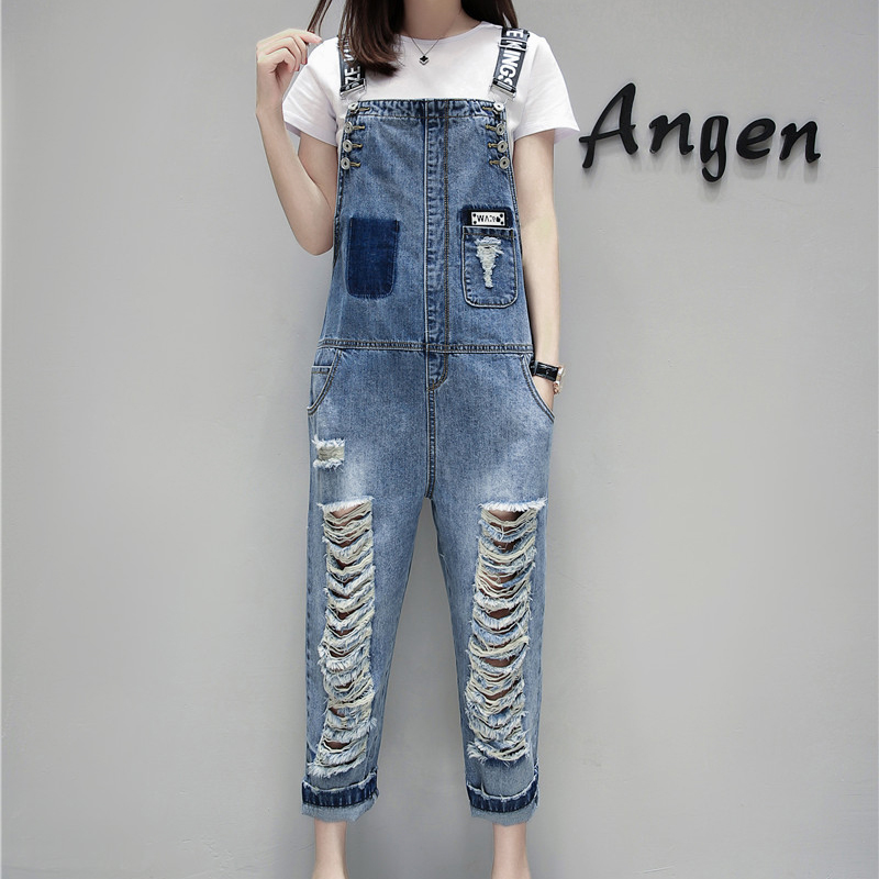 

Blue, Gray European Fashion Sequins Denim Overalls ShuHua05