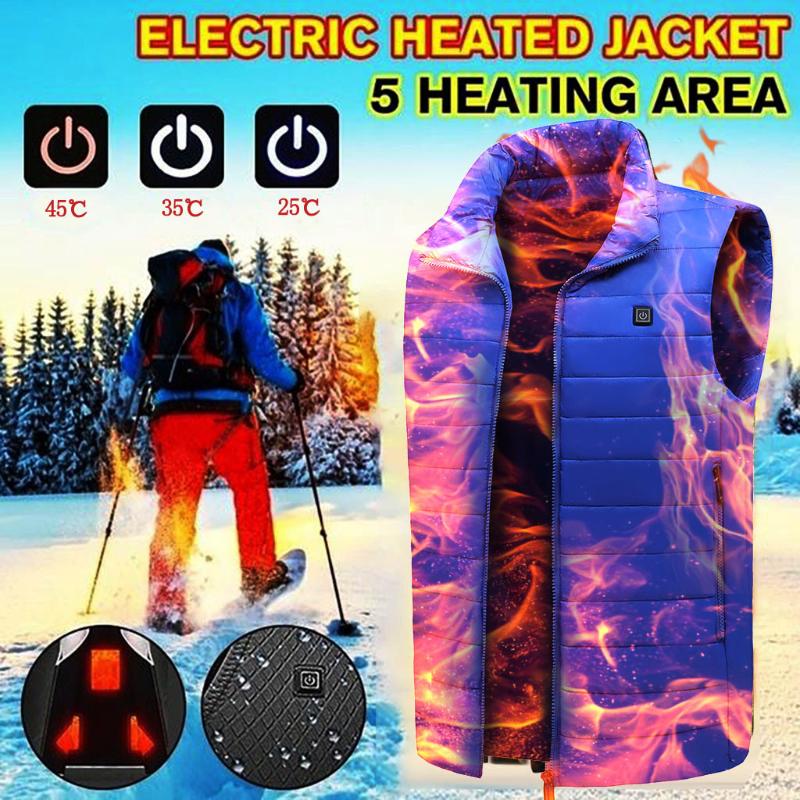 

Heated Vest Black Down Cotton Body Warmer Heating Coat 5-12v Hot Compress USB Physiotherapy Clothing Thermal Warm Coat, Blue