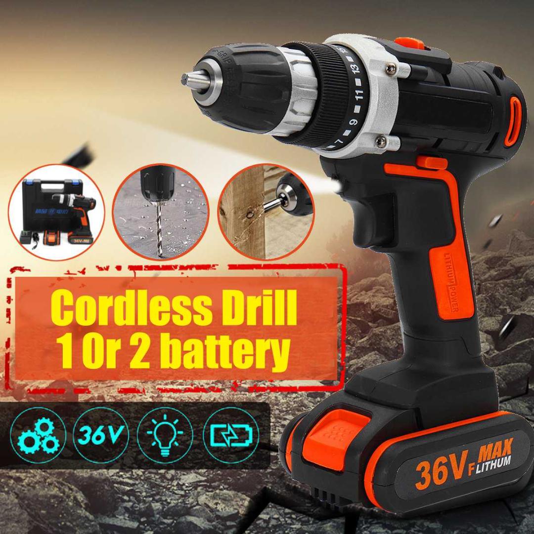 36VF Electric Cordless Impact Wrench LED Torque Drill Tool 6000mAh Spare Battery