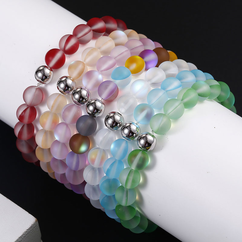 

New Colorful Glass Crystal Natural Flash Stone Beaded Bracelet for Women Men 8mm Elastic Bracelet Jewelry Free Shipping