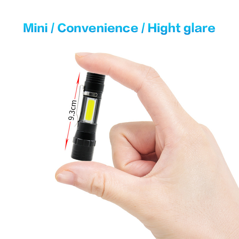 

BRELONG mini flashlight with COB side light LED outdoor zoom flashlight white light carry daily work 1 pc