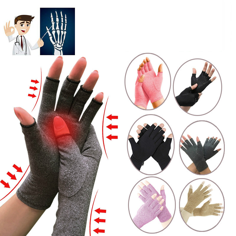 

Women Men Hands Arthritis Gloves Grip Arthritis Hand Circulation Gloves fiber Pain Therapy Joint Compression Relief, Gray