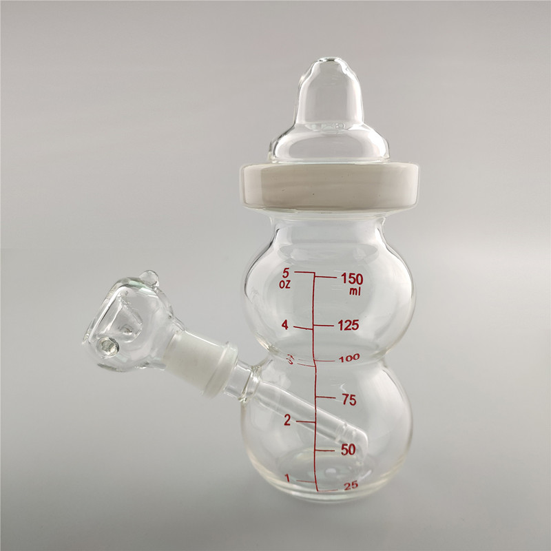 

New Baby Bottle Bong Oil Rigs Water Pipe 6.3 inches Glass Feeder Bong With Pinholes Diffusor With 14mm Bowl Thick Glass Dab Rigs Hookah