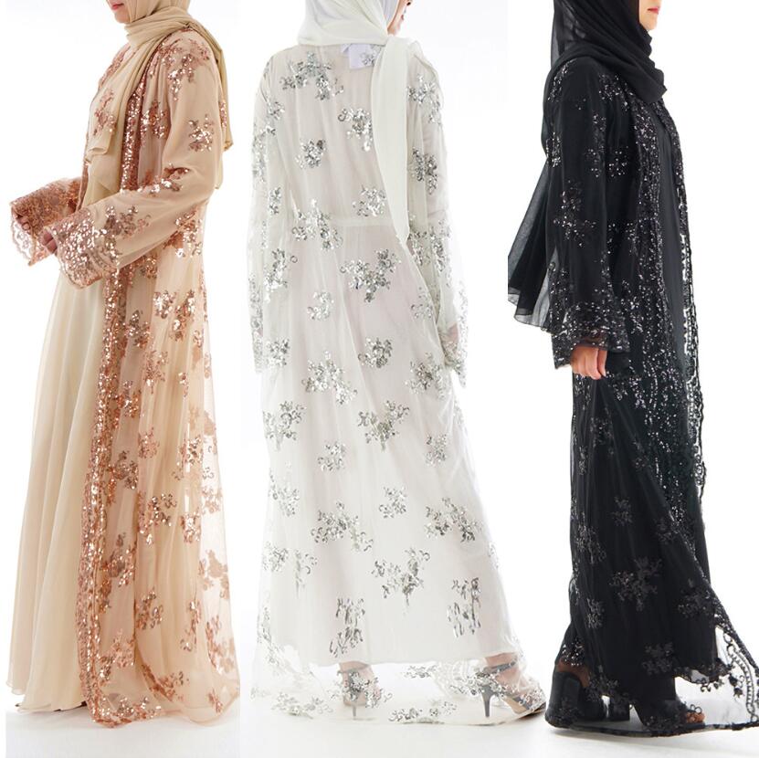 

Ethnic Clothing Muslim Hijab Dress Sequin Abaya Dubai Jilbabs Abayas For Women Cardigan Longo Caftan Lace Indonesia Tesettur Elbise
