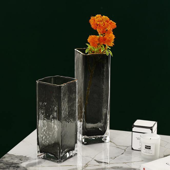 Light luxury glass vases transparent water culture modern simple European living room table decoration creativity Vase-image-520060474