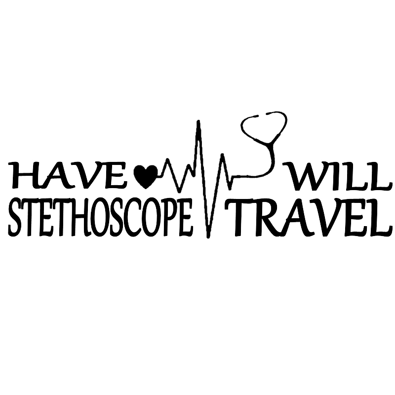 13.2 * 4.4cm Have Will Voyage autocollant Stethoscope infirmière infirmière Decal voiture Accessoires Casque de moto Car Styling