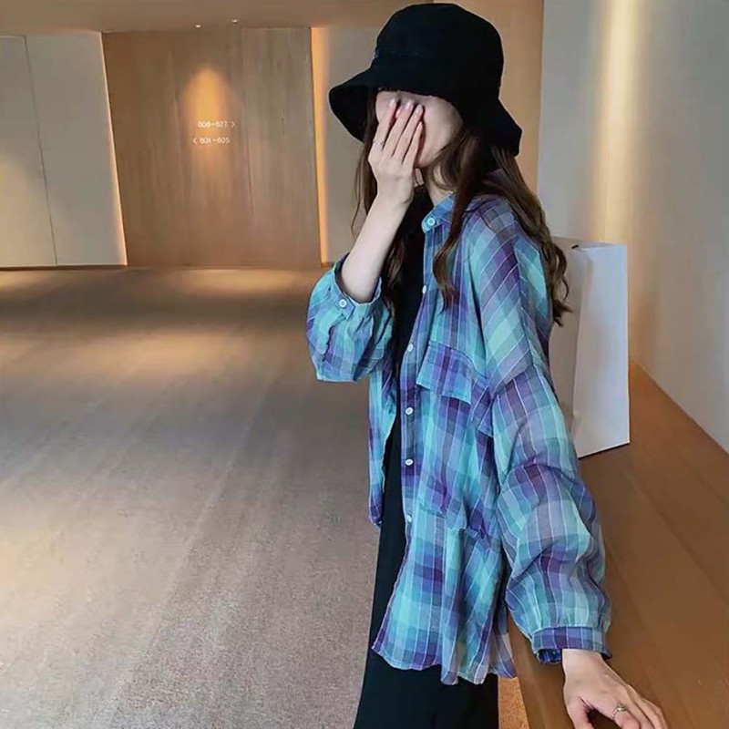 

Women Shirt Plaid Plus Size Shirts Female Oversized Tartan Shirt Pocket Turn-down Collar Long Sleeve Cotton, Yellow