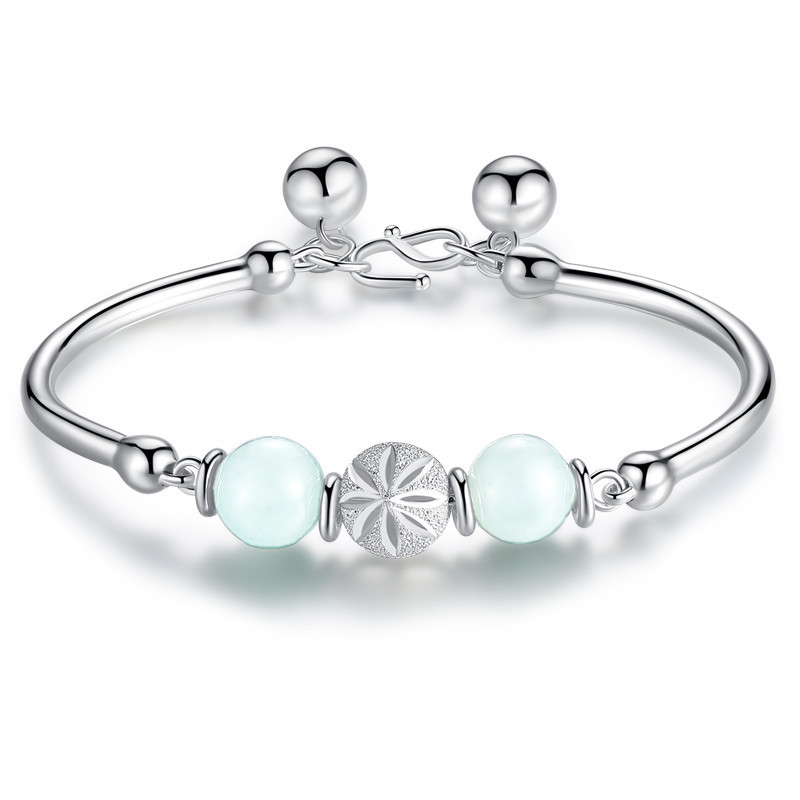 

Fashion charm bracelet simple personality jade openings plated 925 silver transfer beads bracelets