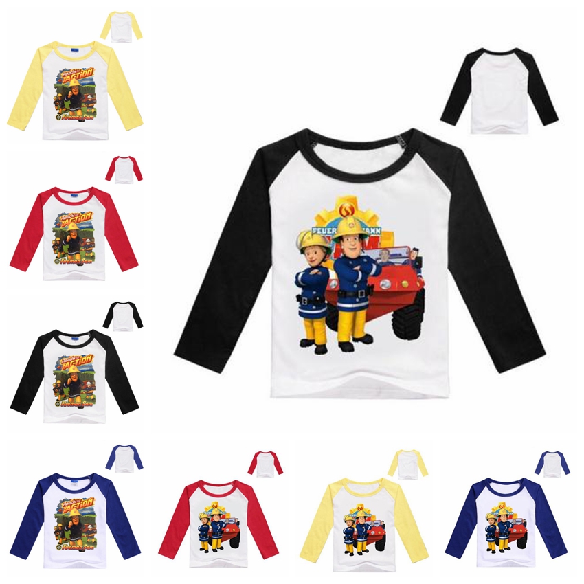 Firefighter Hero Childrens Long Sleeve T-Shirt Boys Cotton Tee Tops