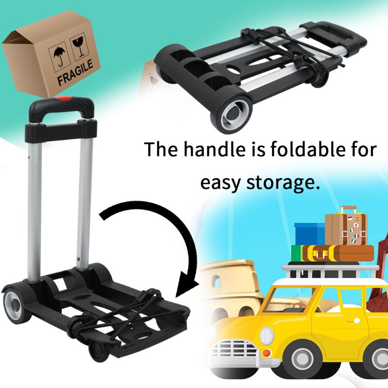 

Portable Foldable Two-wheeled Luggage Shopping Travel Cart Flatbed Trailer Trolley Barrow