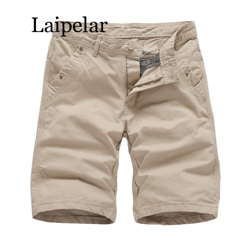 

Brand New Mens Cargo Shorts 2020 High Quality Black Short Pants Men Cotton Solid Casual Beach Shorts Men Summer Bottom, Khaki