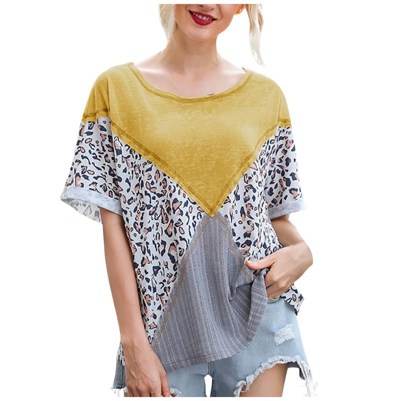 

Women Casual Short Tshirts 2020 Plus Size -xl Gradient Color Print Summer Tshirt O-neck Button Tees Top Loose Shirts Femme, Gray