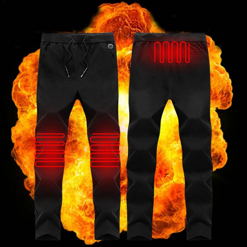 Electric Heated Warm Pants Men Women USB Heating Base Layer Elastic Trousers