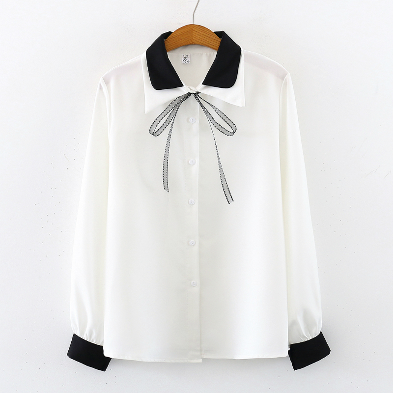 

womens tops and blouses turn down collar chiffon white blouse women tops blusas mujer de moda 2020 long sleeve blouse women C763