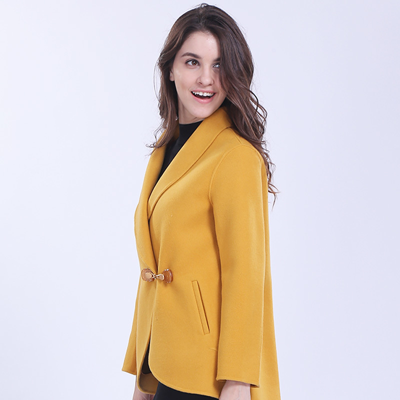 

2020 Casual Double side Cashmere Women' Coats Wool Coat Female Autumn Winter Coat Women Overcoat manteau femme H396A, Yellow