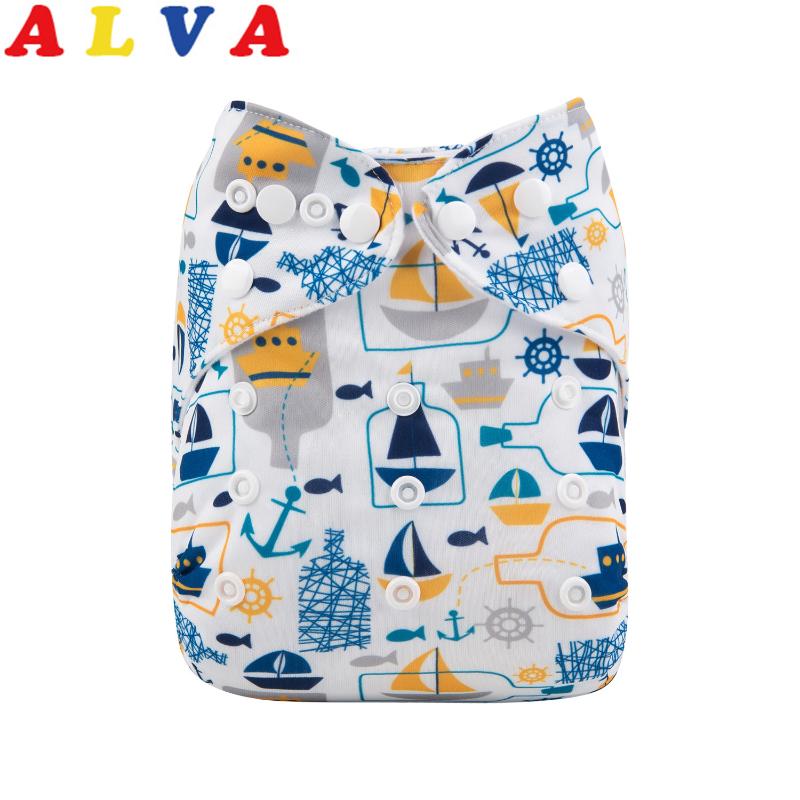

Alvababy New Printed Baby Cloth Diapers Reusable Cloth Nappy with 1pc Microfiber Insert, As pic