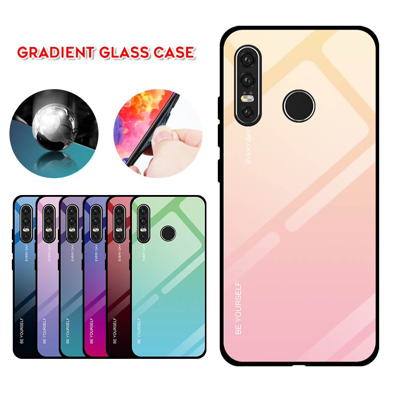 

Tempered Glass Case For HUAWEI P30 P30Lite Mate 20 Mate20 Pro P20 P20Lite Gradient Color Cover For HUAWEI P30 Lite Nova 4 Case, Pink