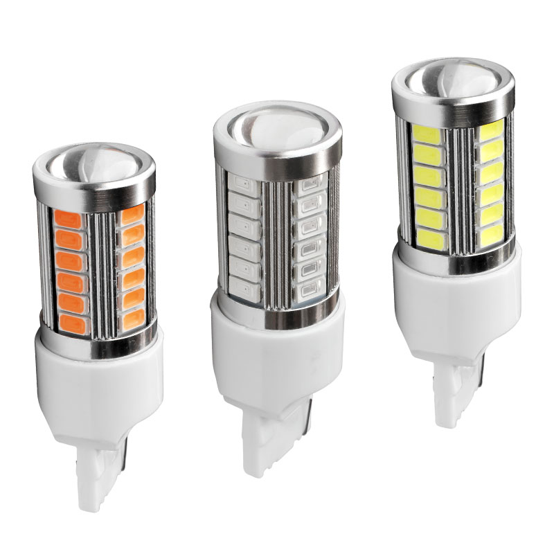 

2PCS T20 7440 W21W WY21W 33 smd 5730 5630 LED Car Yellow Amber Turn Signal Bulb Red Brake light White Auto Reverse Lamps 12V 2X, As pic