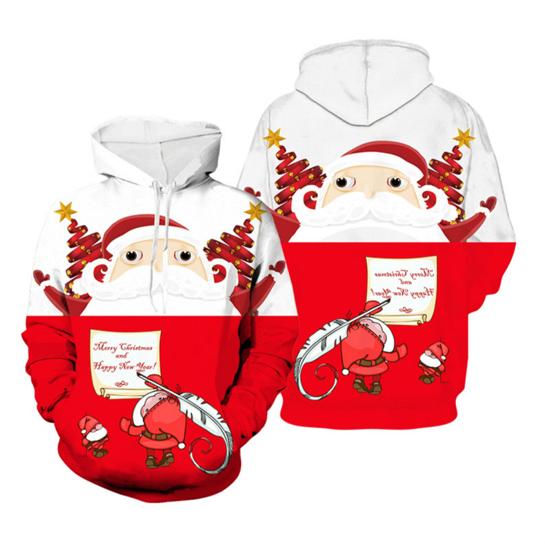 

Mens Sweatshirt Christmas Color Hooded Sweater College Style Fashion Trend Outdoor Sportswear Free Shiping 2019 New Cartoon Clothes, Red