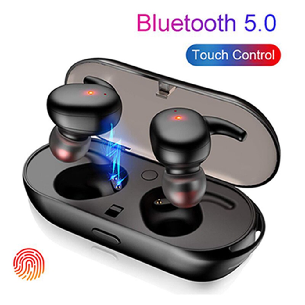 

tws 5.0 earphone Wireless Bluetooth Headphones Auto Power On Pairing HSP HFP A2DP AVRCP Touch Binaural Call 50MAH Stereo Black White