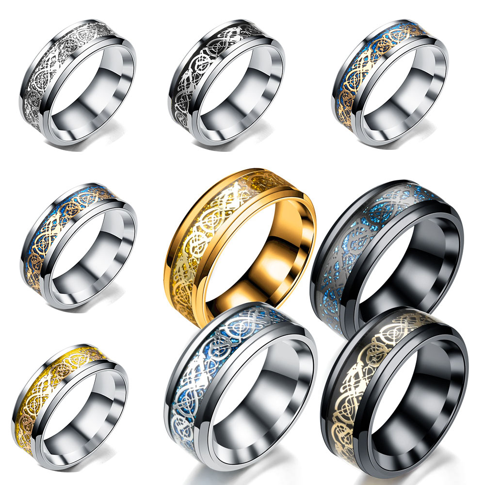 

punk hip hop Rings band lover Vintage engagement Dragon stainless steel Men Wedding jewelry drop ship