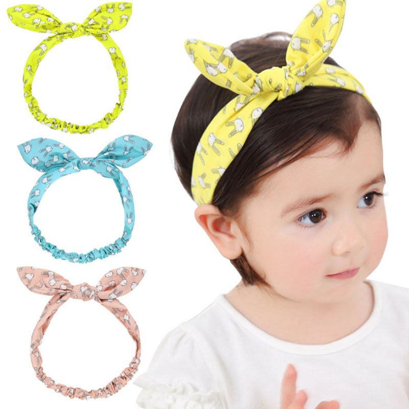

Baby Cartoon Headbands Bohemian Rabbit Ears Hair Accessories Head Wrap Girls Childrens Elastic Bunny Headwear Free shipping, Mixed