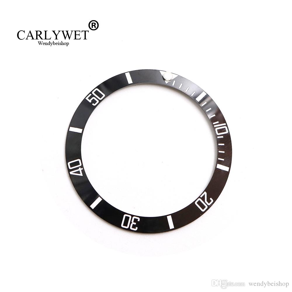 

carlywet wholesale replacement black with white writings ceramic bezel 38mm insert made for submariner gmt 40mm 116610 ln, Black;brown