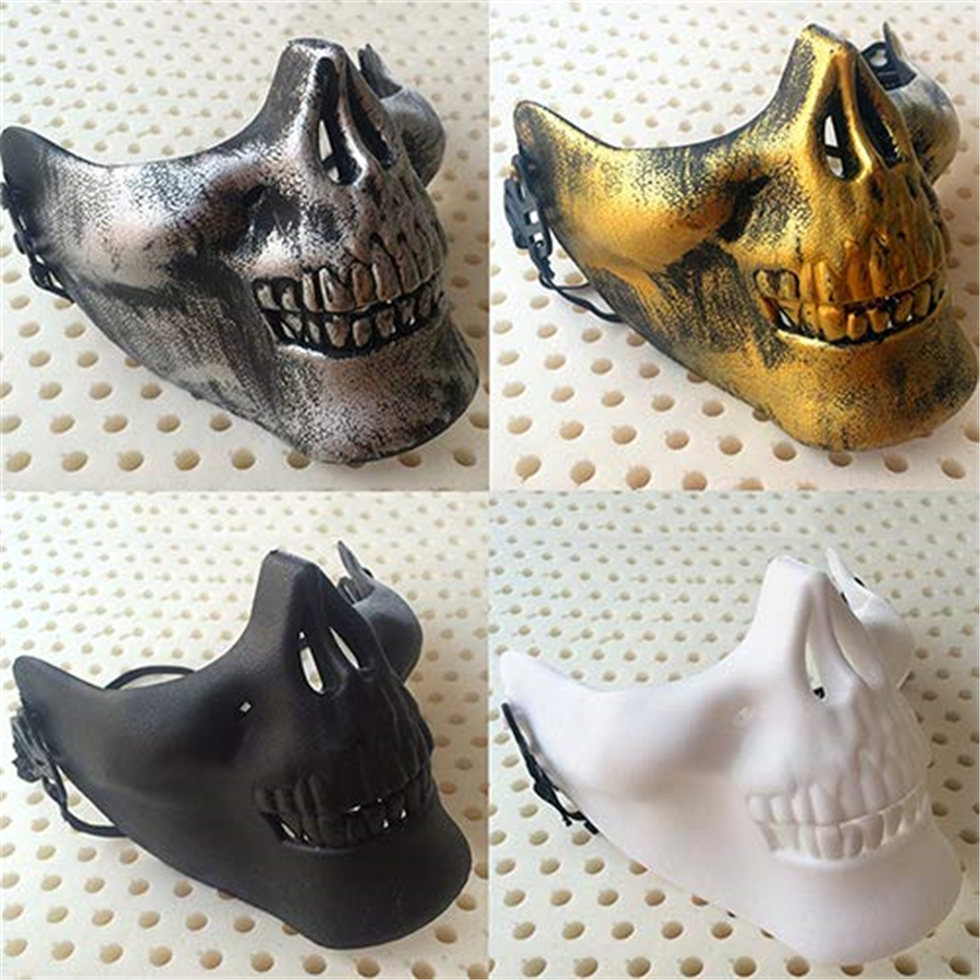 

Mask Carnival Gift Scary Skull Skeleton Paintball Lower Half Face face mask warriors Protective Mask For Halloween Party Masks