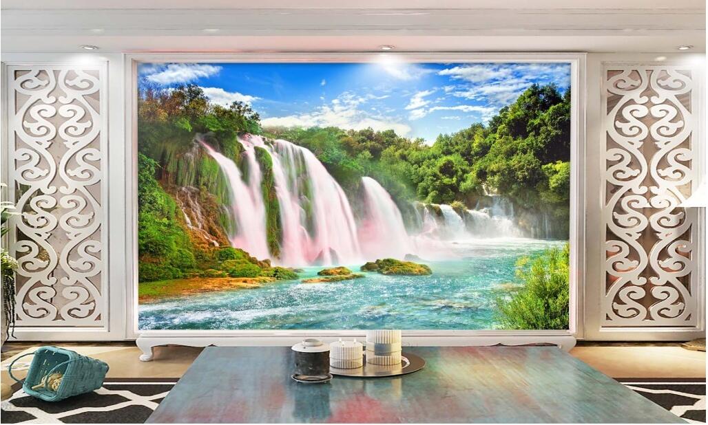 

WDBH 3d wallpaper custom photo HD natural mountain waterfall landscape home decor living room 3d wall muals wall paper for walls 3 d, Non-woven